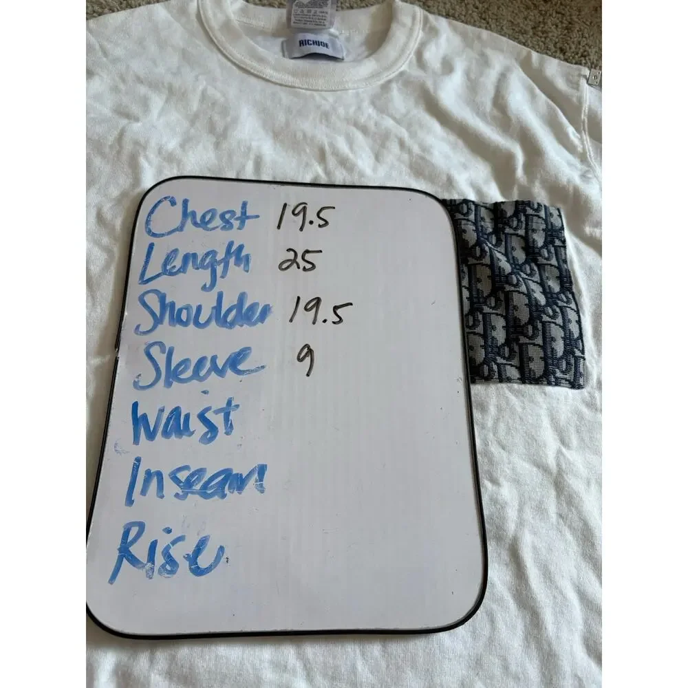 Champion Richjoe Mens Size Small White T-Shirt Upcycle Pocket Dior Oblique - Picture 9 of 9